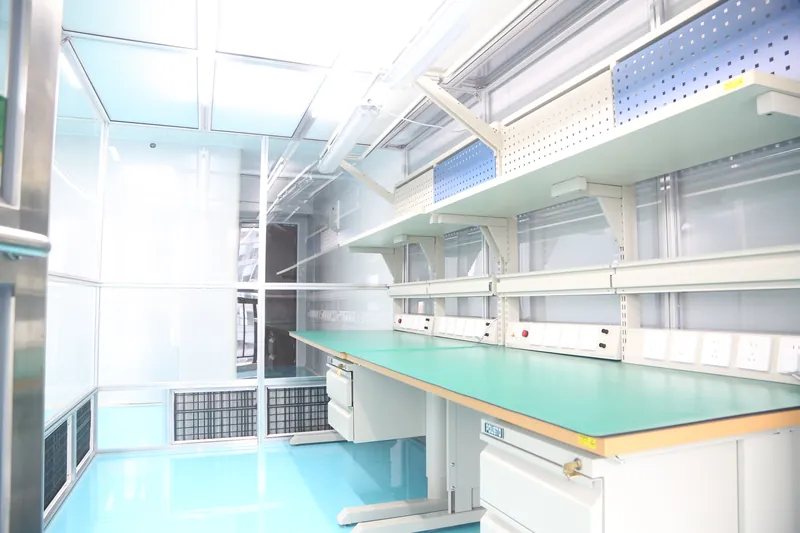 ESD workbenches inside the clean assembly enclosure