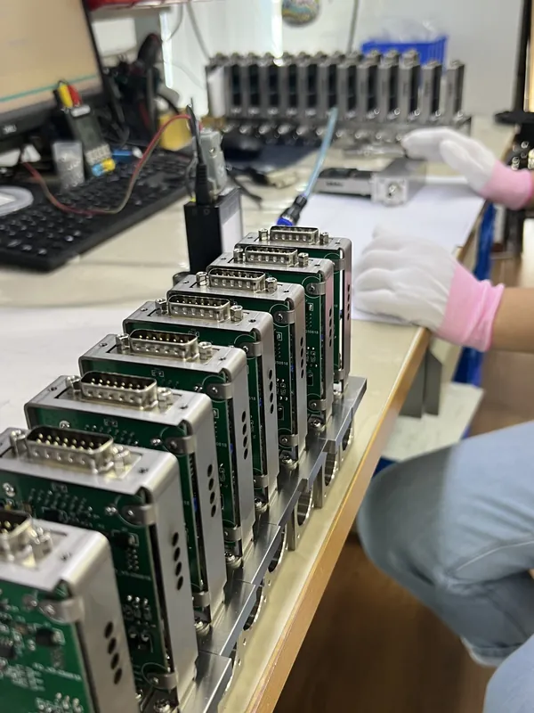 Mass flow controllers in assembly, circuit boards and connectors fitted